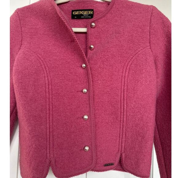 Geiger Vintage 80's/90's Women's Pink Boiled Wool Jacket, Size EU 36,US 4-6, EUC - Picture 2 of 9
